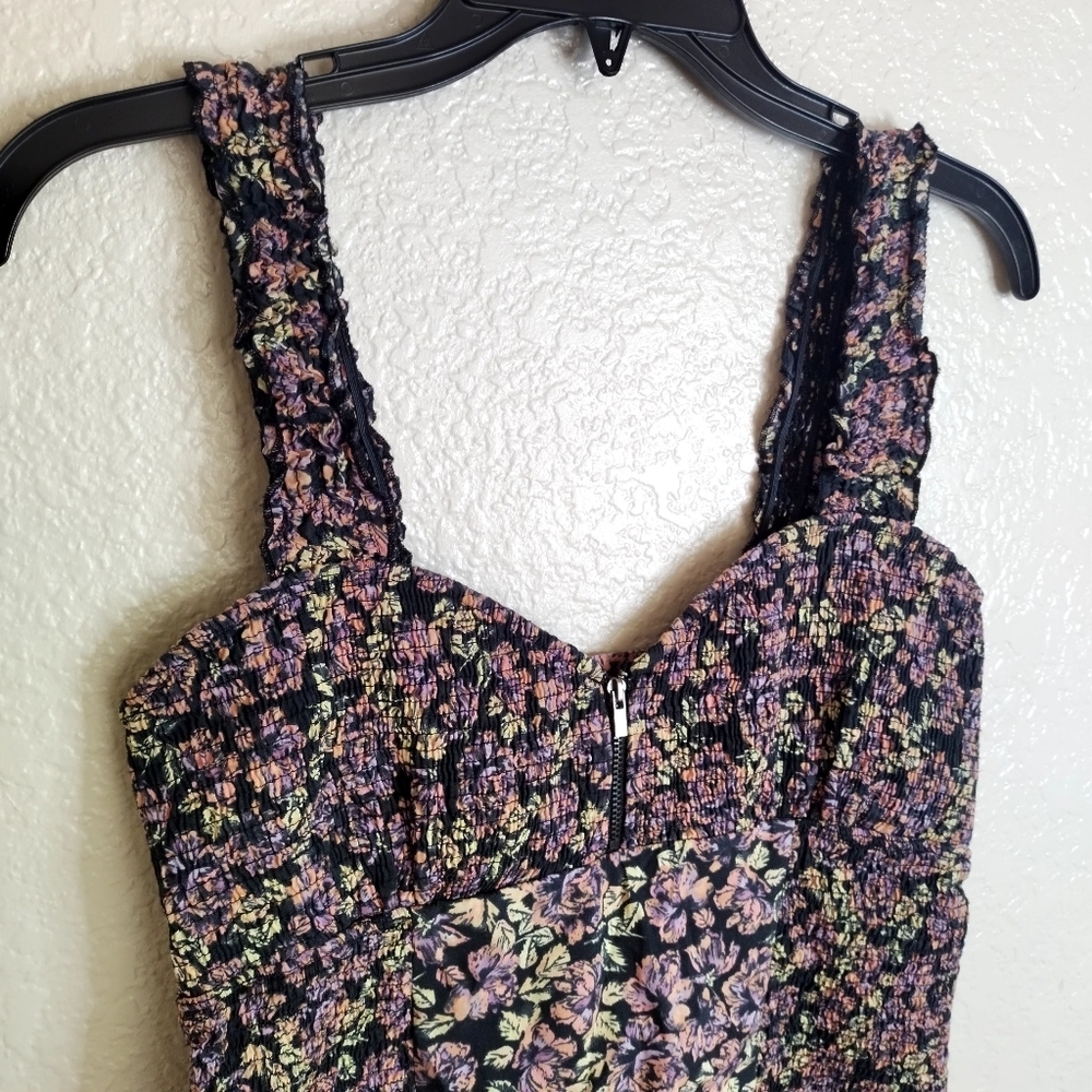 Free People Intimately Free Mini Smocked Printed Bodycon Dress Sz S - Picture 3 of 9